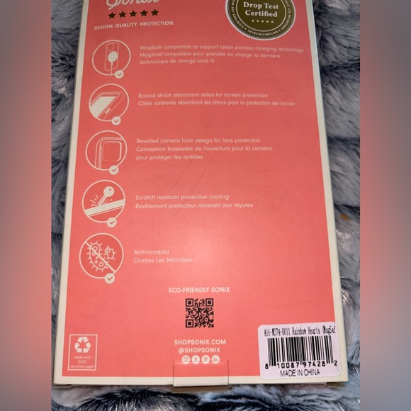 Sonix iPhone 14 plus Rainbow Hearts MagSafe Case & Gold Finger Ring Stand Holder - Picture 6 of 9